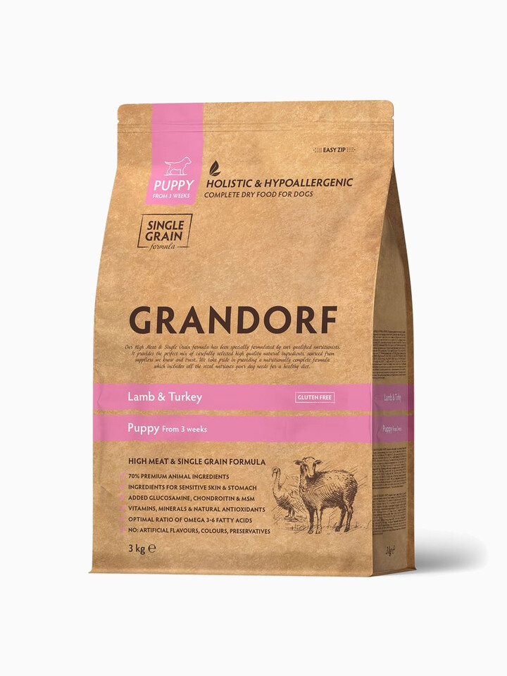 Корм Grandorf для щенков ягненок с индейкой, 3 кг