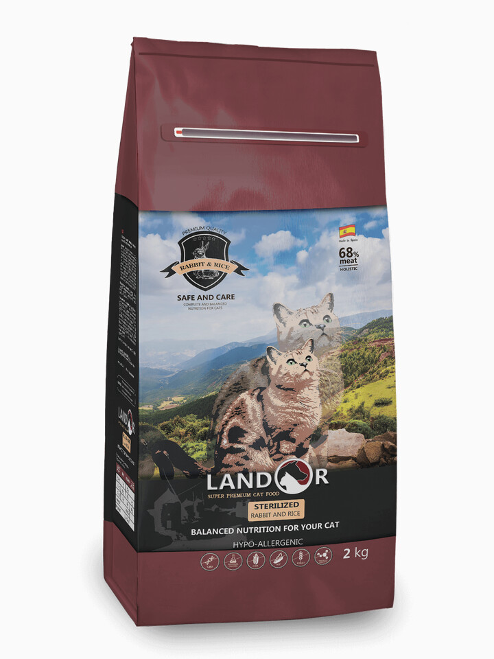 Корм Landor Sterilized Rabbit & Rice для стерилизованных кошек или с избыточным весом кролик с рисом, 400 г