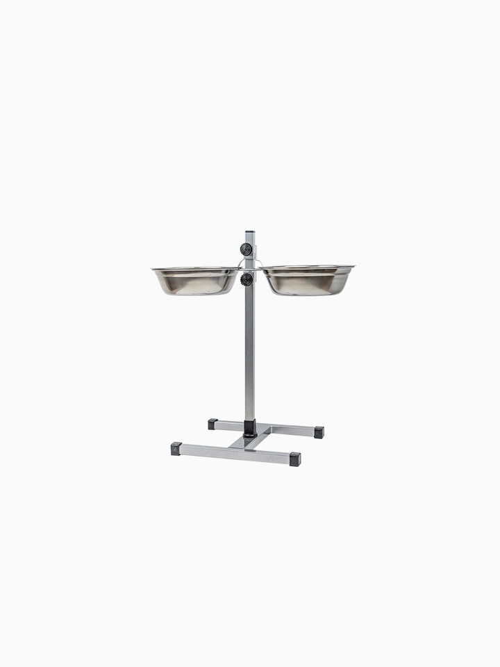 Стойка с мисками регулируемая ECO хром, h50см, 2*1,5л, D22см