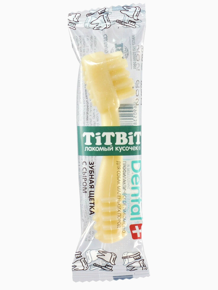 Titbit ДЕНТАЛ+ Зубная щетка с сыром для собак маленьких пород, 13 г