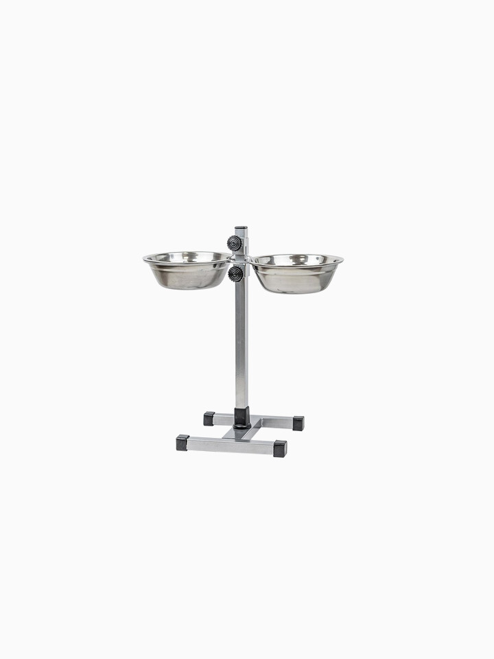 Стойка с мисками регулируемая ECO хром, h40см, 2*0,7л, D16см