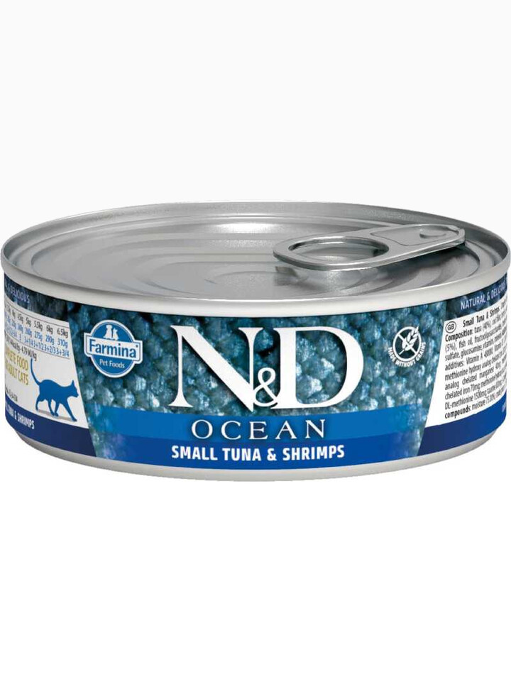 Корм Farmina N&D Ocean для кошек с тунцом и креветками 80г