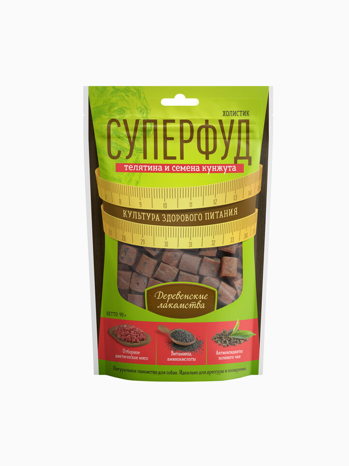 Деревенские лакомства СУПЕРФУД телятина и семена кунжута, 90 г