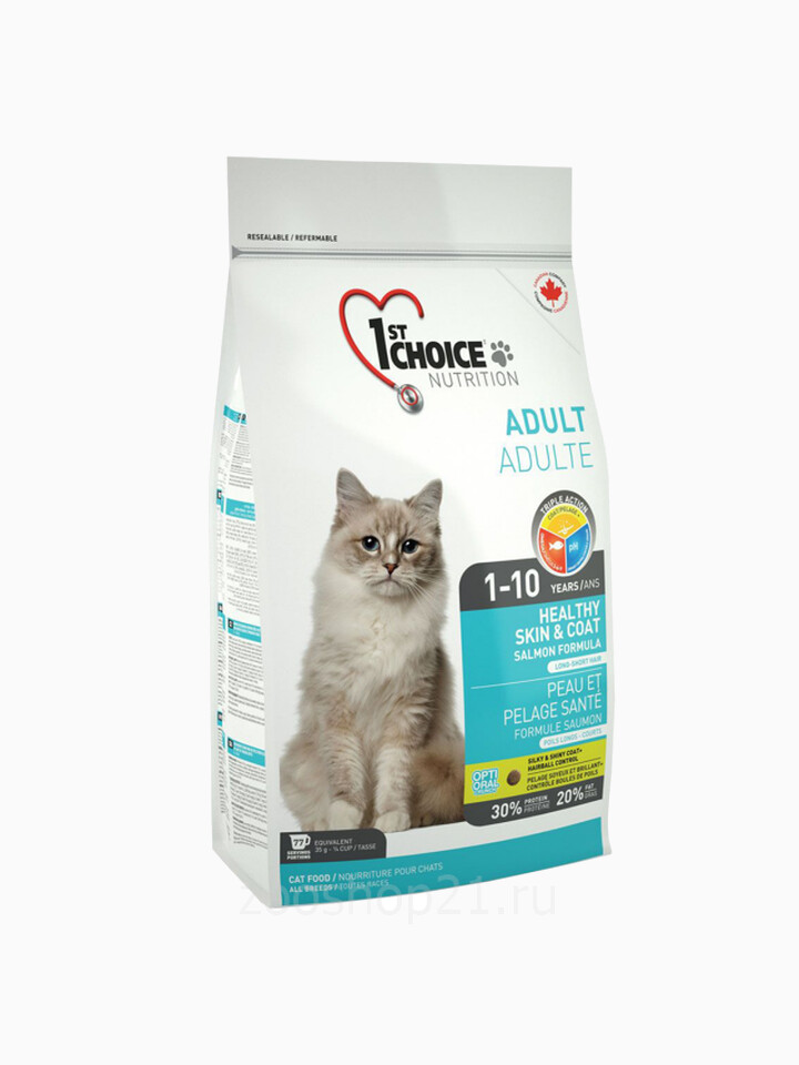 Корм 1st Choice для кошек лосось, 5.44 кг