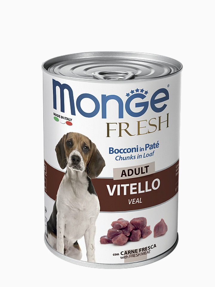 Корм MONGE DOG FRESH CHUNKS IN LOAF КОНСЕРВЫ ДЛЯ СОБАК МЯСНОЙ РУЛЕТ ТЕЛЯТИНА 400Г