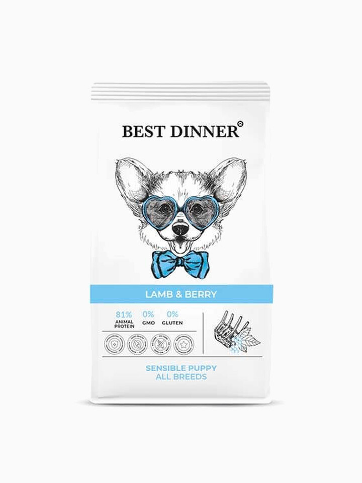 Корм Best Dinner Puppy Sensible Lamb & Berry для щенков всех пород, с ягненком и ягодами, 1.5 кг