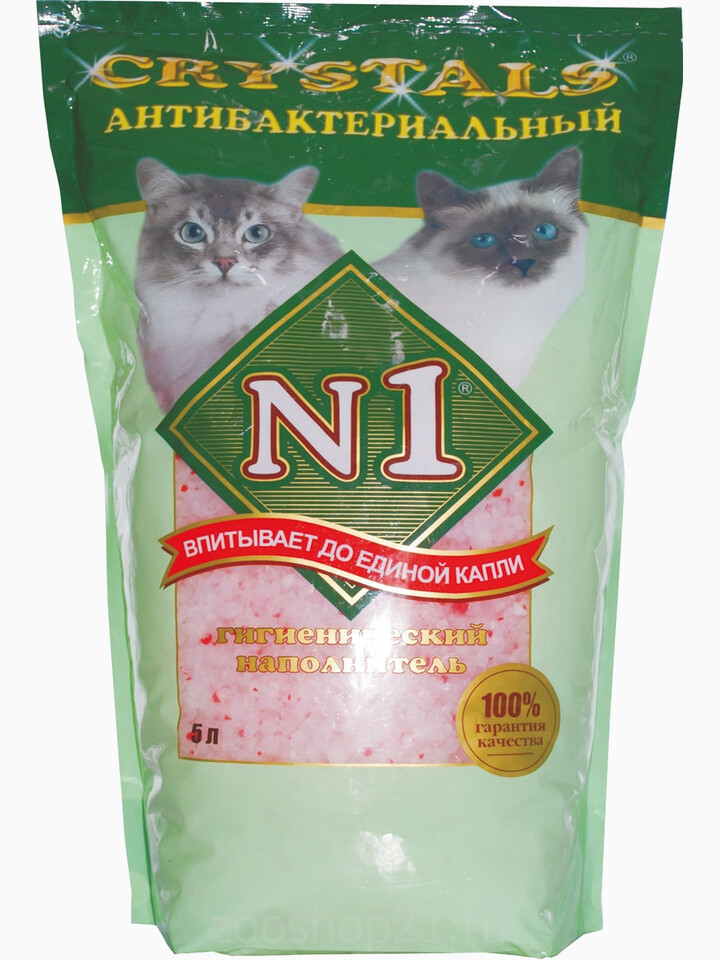 N1 Силикагелевый антибактер. наполнитель 5л: Зеленый, 2 кг