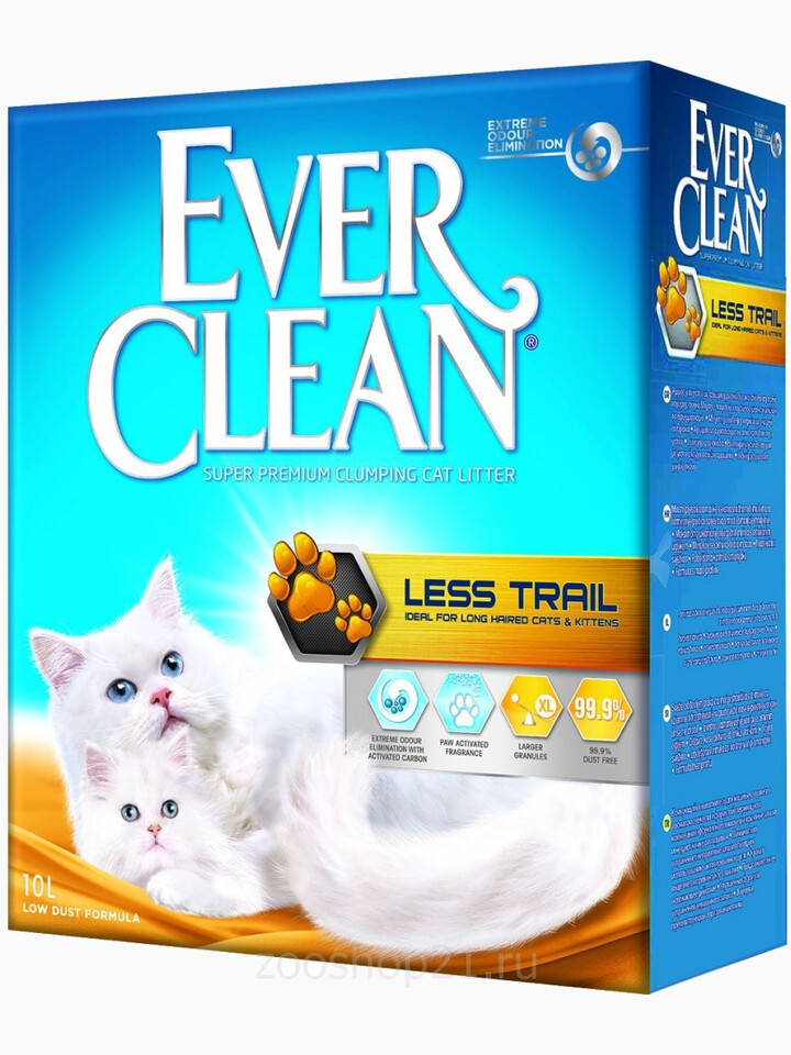 Ever Clean Комкующийся наполнитель для длинношерстных кошек , Less Trail 10 кг