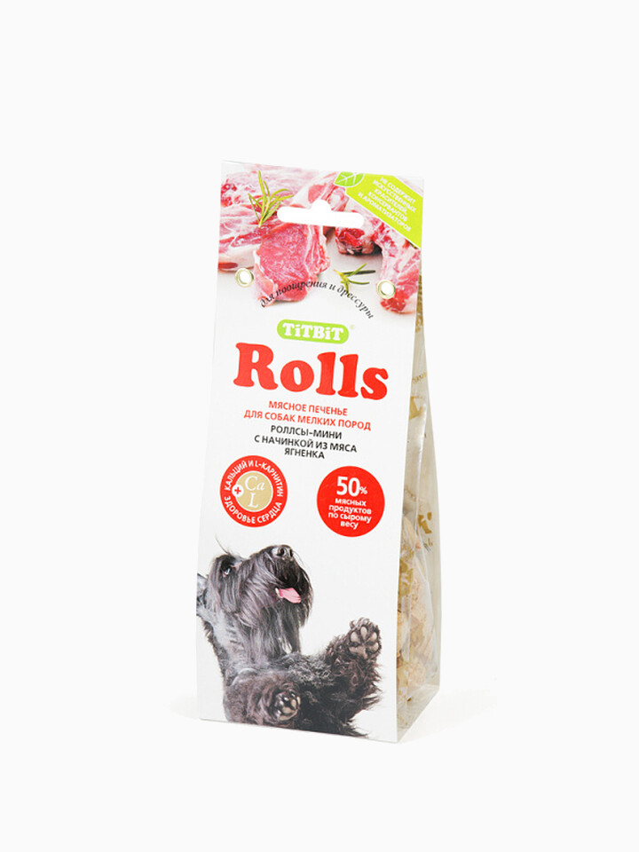 Лакомство Печенье Rolls мини с начинкой из мяса ягненка для собак мелких пород