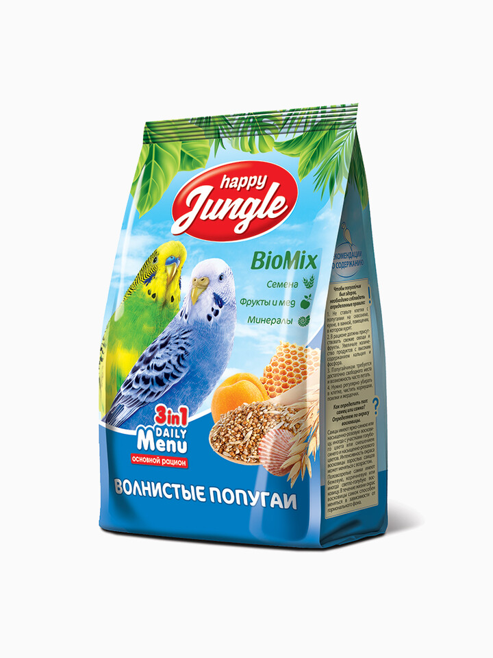 Happy Jungle корм для волнистых попугаев, 500 г