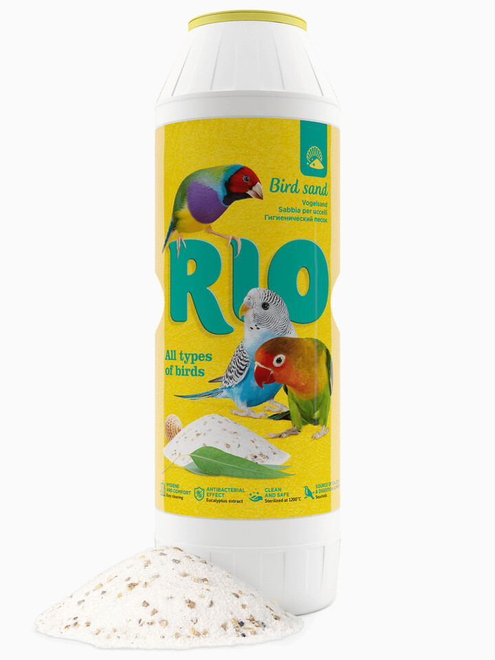Песок RIO для птиц, с экстрактом эвкалипта и ракушечником, гигиенический, 2 кг