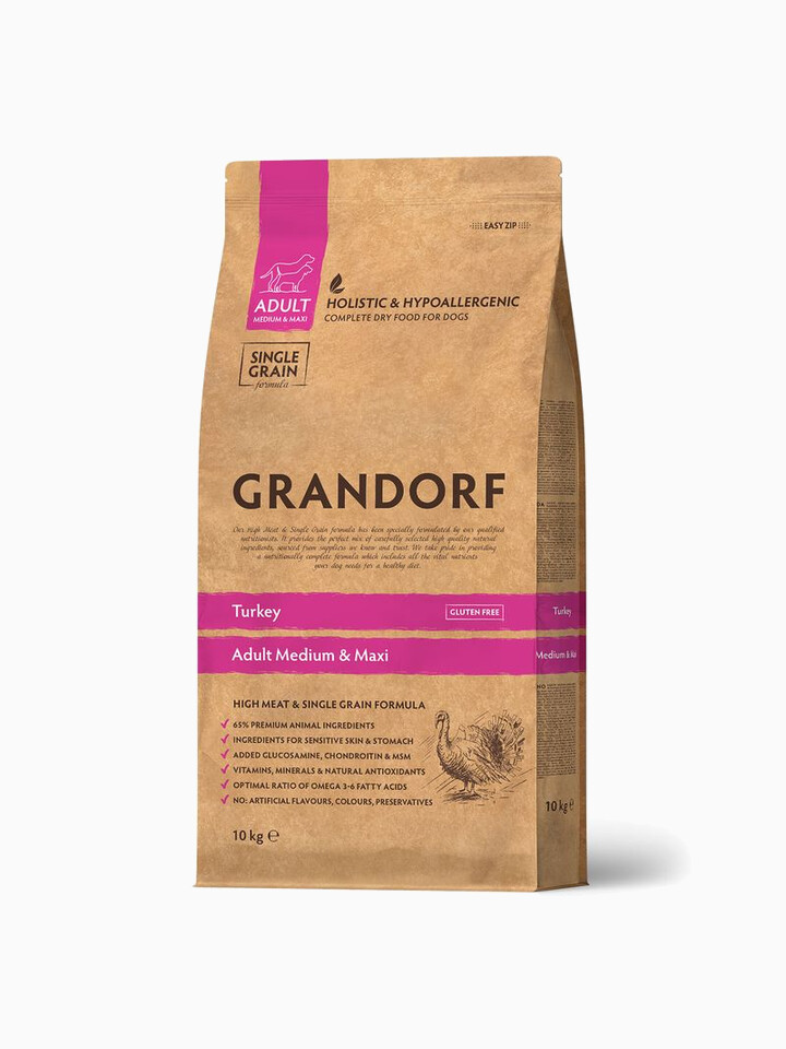 Корм Grandorf Adult Medium & Maxi для собак средних и крупных пород (беззерновой), индейка, 10 кг