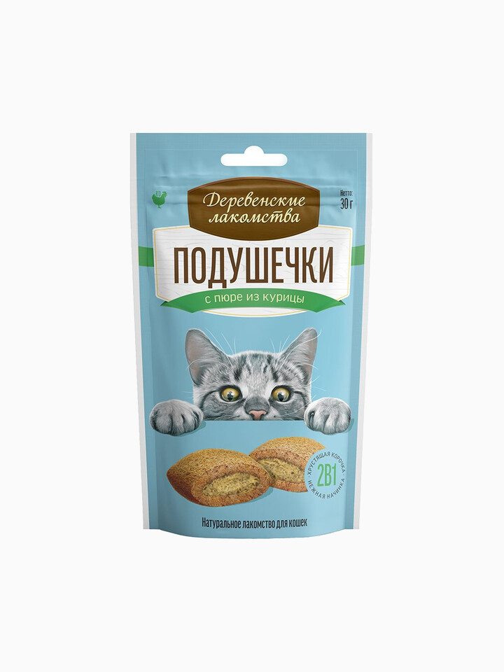 Деревенские лакомства "Подушечки с пюре из курицы", 30 г