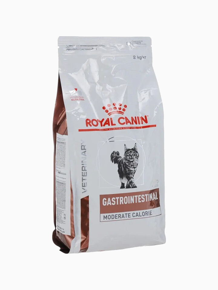 Корм Royal Canin Gastrointestinal Moderate Calorie, для кошек при лечении ЖКТ (низкокалорийный), 2 кг