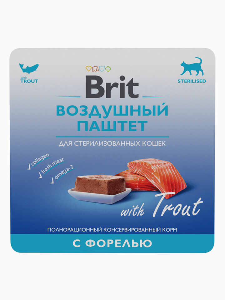 Корм Brit Sterilised Trout (паштет) для стерилизованных кошек, с форелью, 100 г