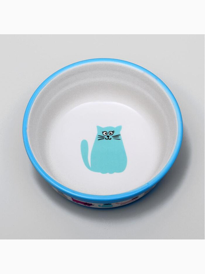Миска керамическая "Кошачья жизнь", 12,7 х 5 см, голубая