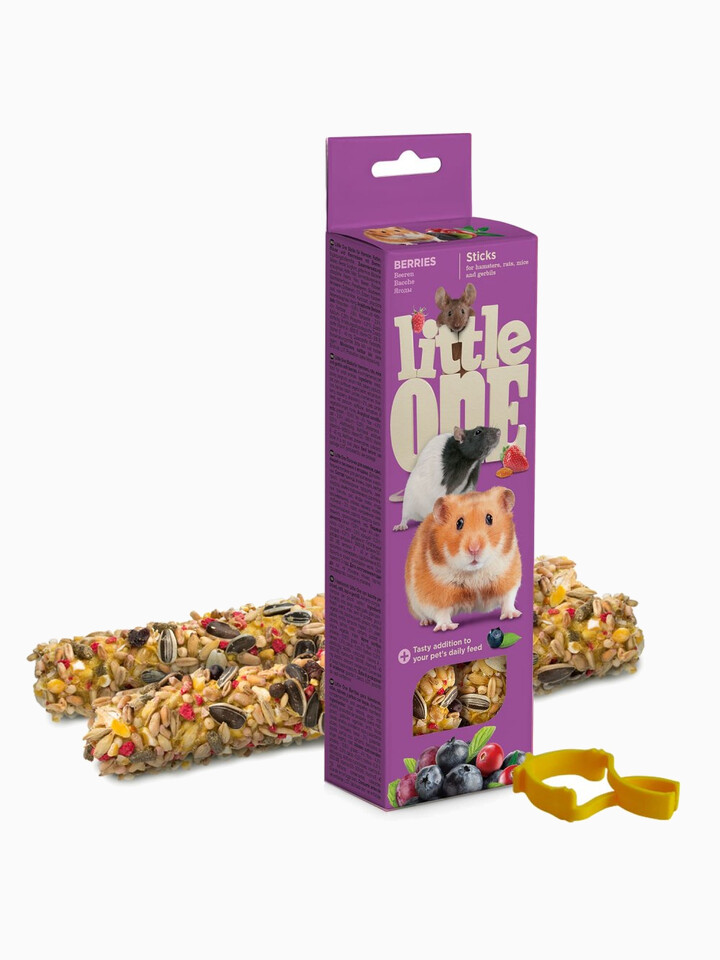 Little One Палочки для хомячков, крыс, мышей и песчанок с ягодами, 2х60 г