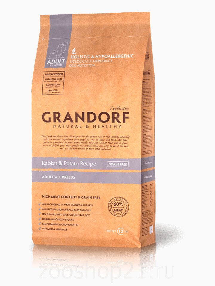 Корм GRANDORF Кролик с картофелем для взрослых собак всех пород, 1 кг