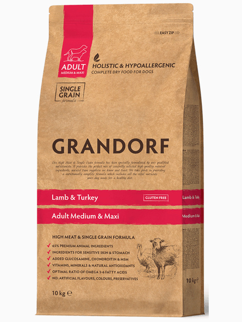 Корм Grandorf Medium & Maxi Holistic Lamb & Turkey для собак средних и крупных пород, ягненок с индейкой, 10 кг