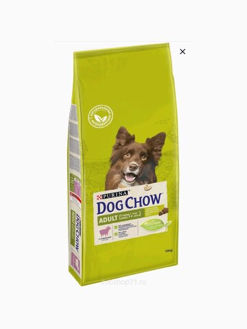 Корм Dog Chow Adult Lamb для взрослых собак с ягненком, 14 кг
