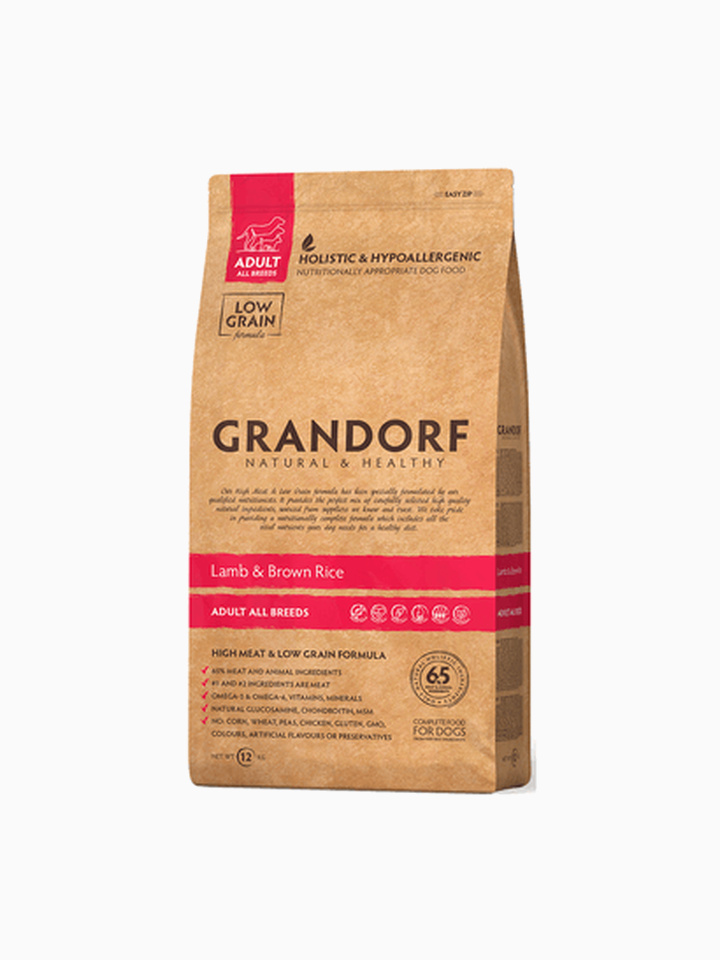 Корм Grandorf Adult Medium Breeds для собак всех пород (низкое содержание зерна) ягненок с рисом, 3 кг