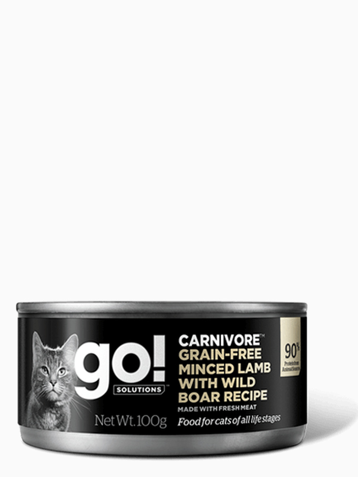 Корм Go! Carnivore Grain Free Minced Lamb & Wild Boar для кошек, беззерновой, с рубленым мясом ягненка и дикого кабана, 100 г