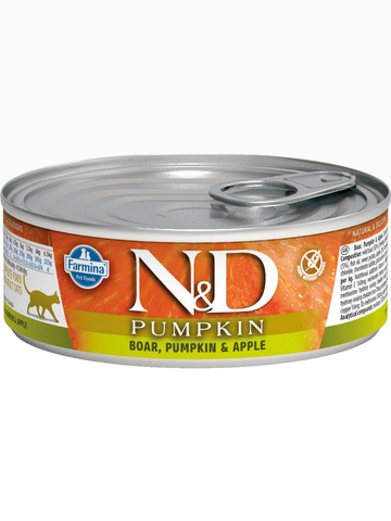 Корм Farmina N&D Pumpkin для кошек, кабан и яблоко с тыквой 80 г