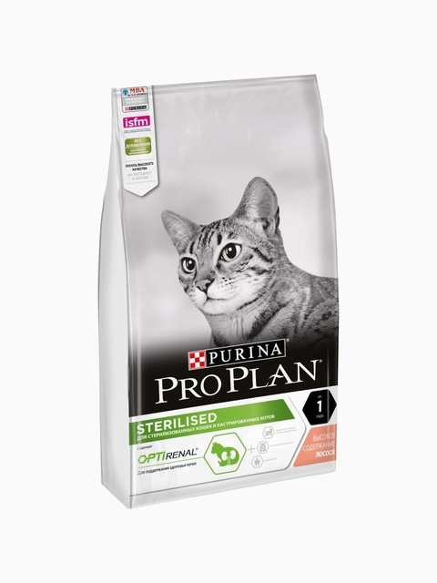 Корм PRO PLAN Sterilised OPTI RENAL (комплекс для поддержания здоровья почек) для стерилизованных кошек с лососем, 1.5 кг