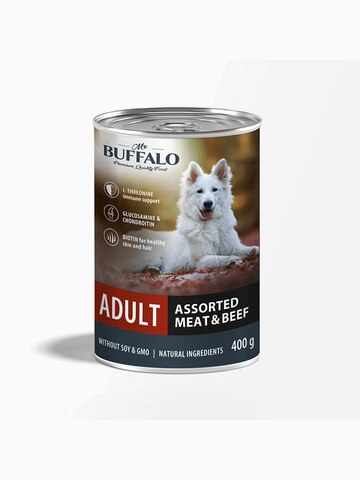 Корм Mr.Buffalo Adult для собак мясное ассорти с говядиной, 400г