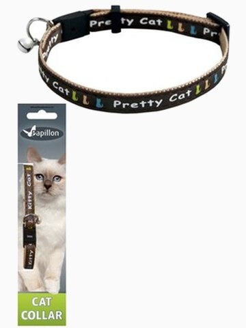 Papillon Ошейник для кошек "Китти" 10мм-21-33см, коричневый