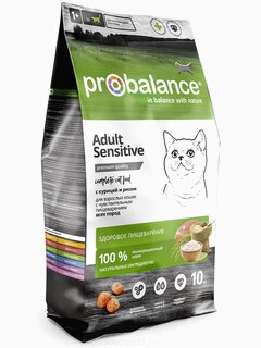 Корм ProBalance для кошек с чувствительным пищеварением курица/рис, 10 кг