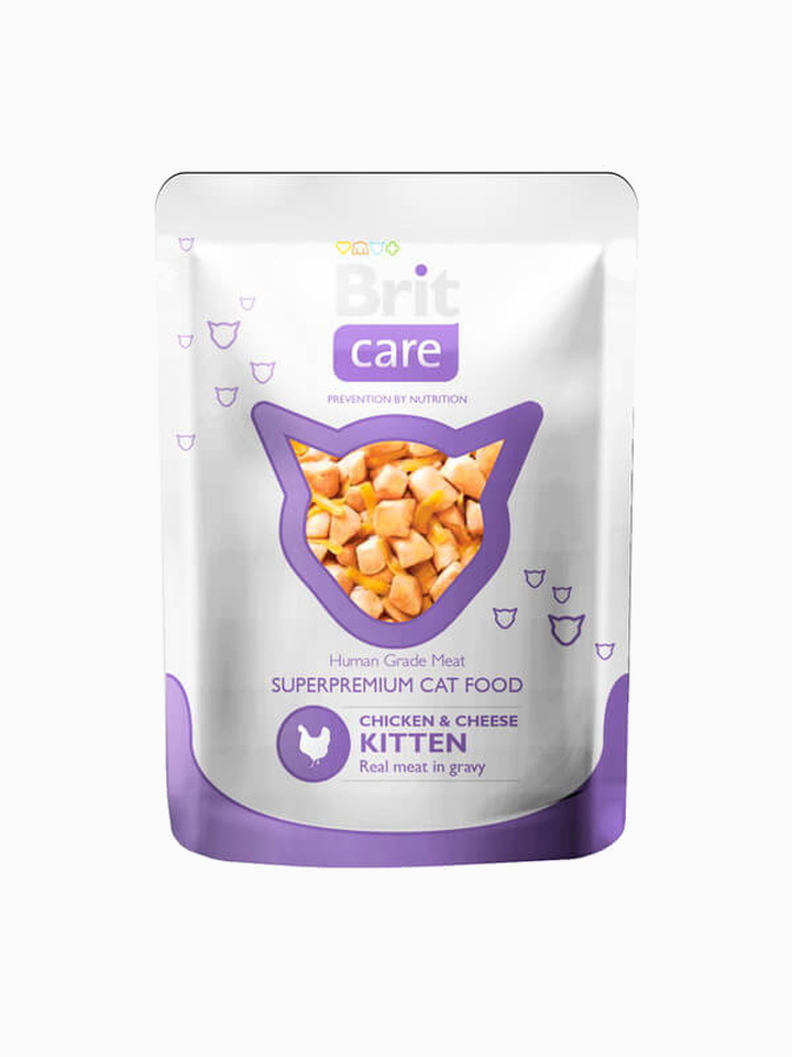 Корм влажный Brit Care беззерновой для котят с курицей и сыром, 80 г