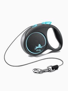 Поводок-рулетка flexi Black Design XS (до 8 кг) 3 м трос черный/голубой