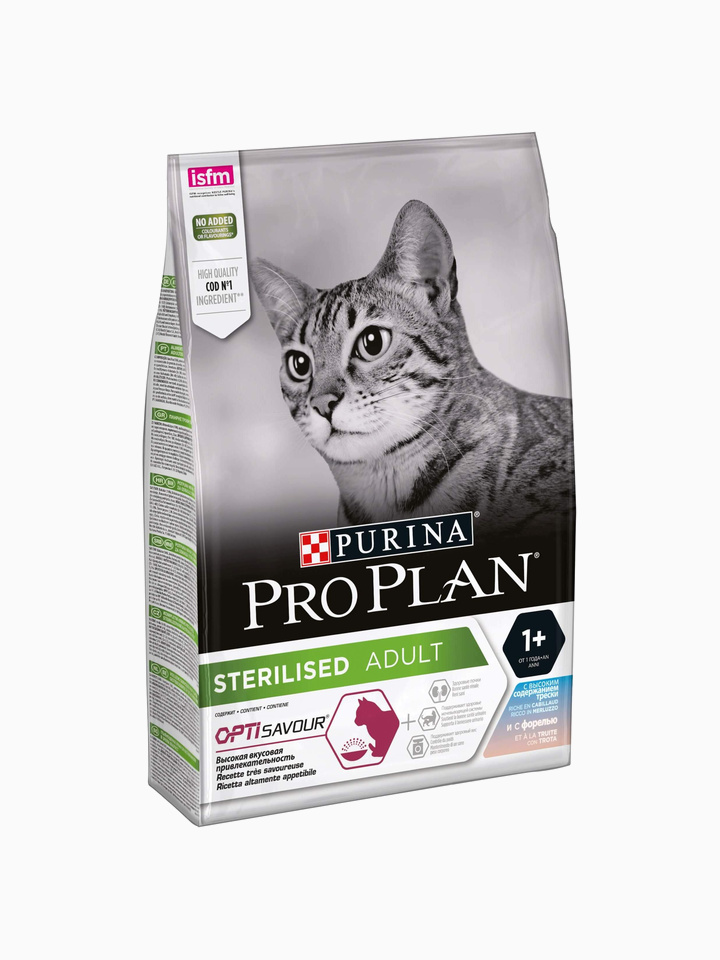 Корм PRO PLAN Sterilised OPTI SAVOUR для стерилизованных кошек, с треской и форелью 400 г