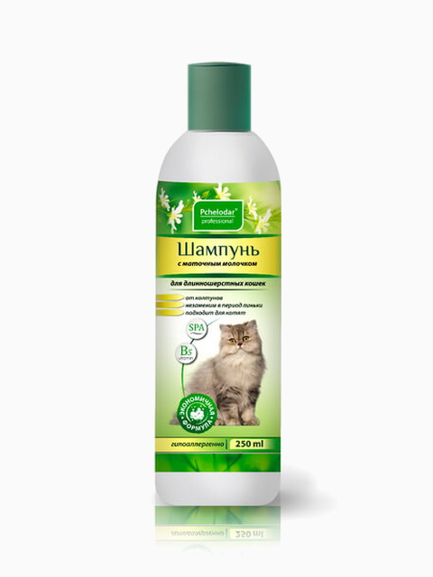 Pchelodar (Пчелодар), серия Professional, шампунь для длинношерстных кошек с маточным молочком, 250 мл