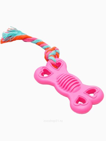 Игрушка жевательная с канатом "Косточка на привязи", 9,5 см, микс цветов