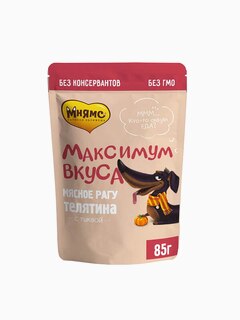 Мнямс мясное рагу с телятиной и тыквой для собак "Максимум вкуса", 85 г