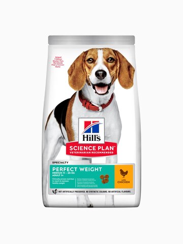 Корм Hill's Science Plan Perfect Weight для собак старше 1 года, склонных к набору веса с курицей, 12 кг