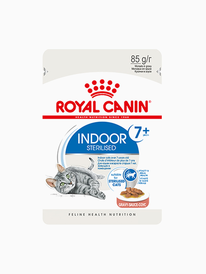 Корм Royal Canin Indoor Sterilized 7+ (в соусе) для домашних стерилизованных кошек старше 7 лет, 85 г