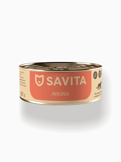 SAVITA консервы для кошек и котят "Лосось", 100 г