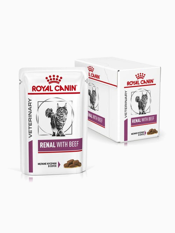Корм Royal Canin Renal Beef (в соусе) для кошек при лечении почек, c говядиной 85 г