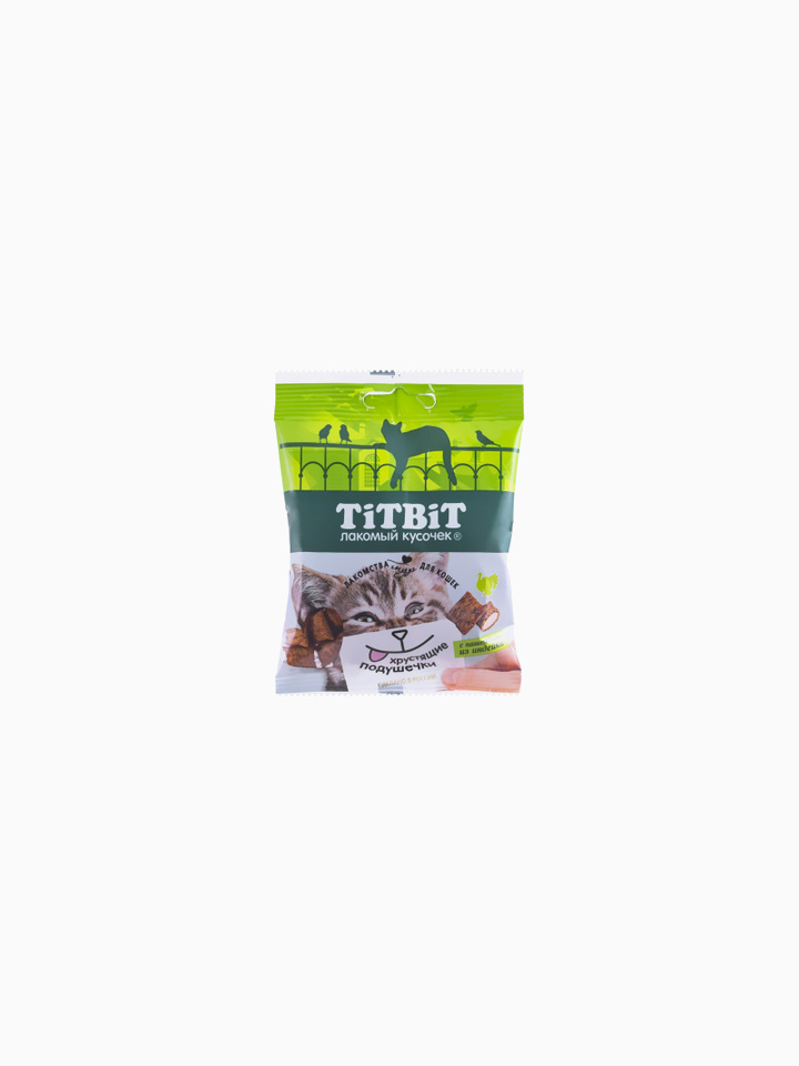 Titbit Хрустящие подушечки для кошек с паштетом из индейки 30 г