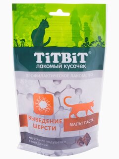 Titbit Хрустящие подушечки для кошек с говядиной для выведения шерсти, 60 г