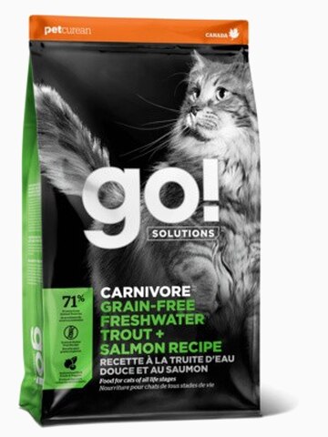 Корм Go! CARNIVORE Grain-Free Freshwater Trout + Salmon Recipe (беззерновой) для кошек с чувствительным пищеварением форель и лосось, 3.63 кг
