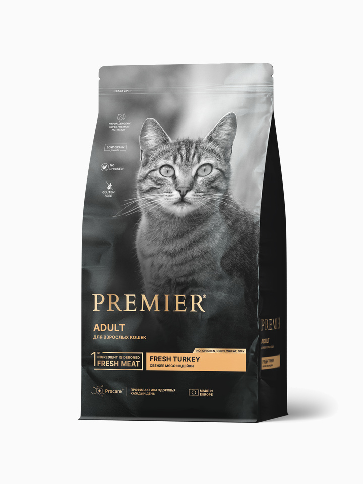 Корм Premier Adult Low Grain Turkey (низкозерновой) для кошек, с индейкой, 400 г