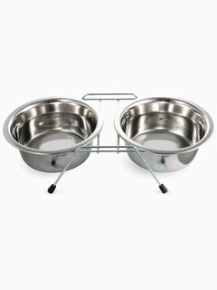 Миска 9001 металлическая на подставке, 2*0,20л