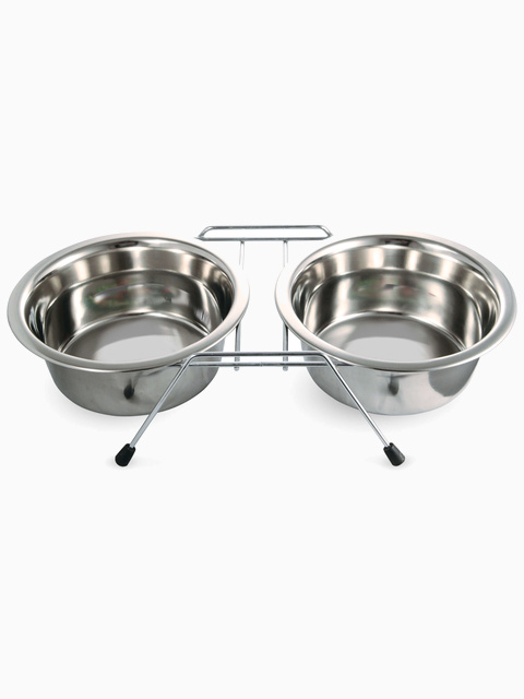 Миска 9001 металлическая на подставке, 2*0,20л