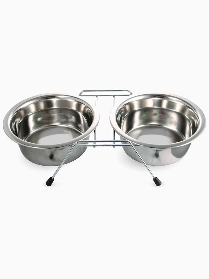 Миска 9001 металлическая на подставке, 2*0,20л