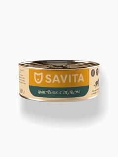 SAVITA консервы для кошек и котят "Цыплёнок с тунцом", 100 г