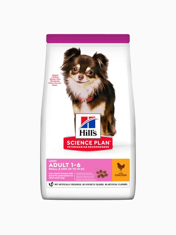Корм Hill's Science Plan Light - Small & Miniature для собак мелких и миниатюрных пород от 1 до 6 лет, склонных к набору веса курица, 1.5 кг